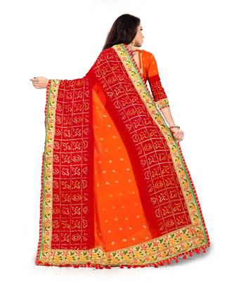 Embroidered Bandhani Georgette Saree with blouse 3