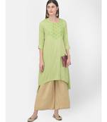 Paris Green Embroidered A line Kurta