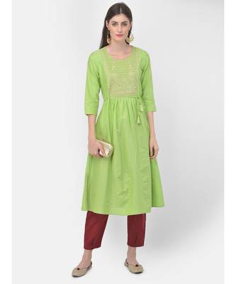 Paris Green Embroidered A line Kurta 1
