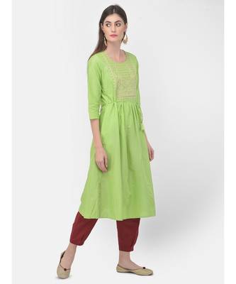 Paris Green Embroidered A line Kurta 2