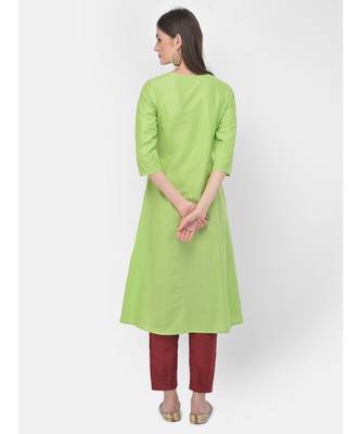 Paris Green Embroidered A line Kurta 5