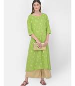 Paris Green Printed A line Kurta