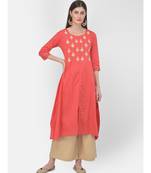 Coral Embroidered A line Kurta