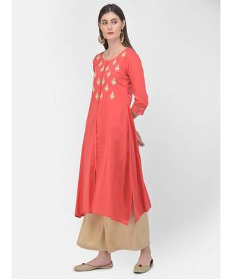 Coral Embroidered A line Kurta 3