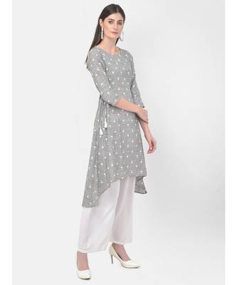 Grey Printed A line Kurta 2