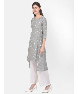 Grey Printed A line Kurta 3