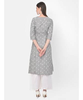 Grey Printed A line Kurta 5