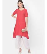 Deep Peach Printed A line Kurta