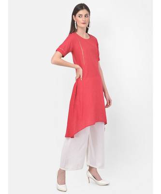Deep Peach Printed A line Kurta 2
