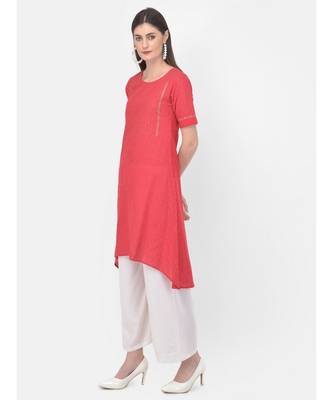 Deep Peach Printed A line Kurta 3