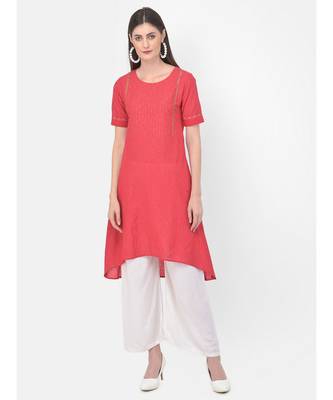Deep Peach Printed A line Kurta 4