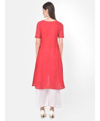 Deep Peach Printed A line Kurta 5