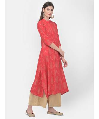 Peach Printed A line Kurta 2