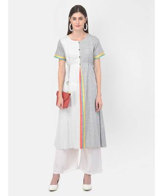 White Printed A line Kurta 1