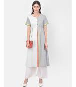 White Printed A line Kurta