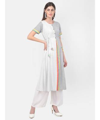 White Printed A line Kurta 2