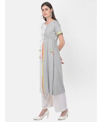White Printed A line Kurta 3