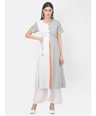 White Printed A line Kurta 4