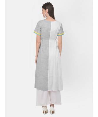 White Printed A line Kurta 5