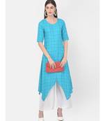 Turquoise Printed A line Kurta