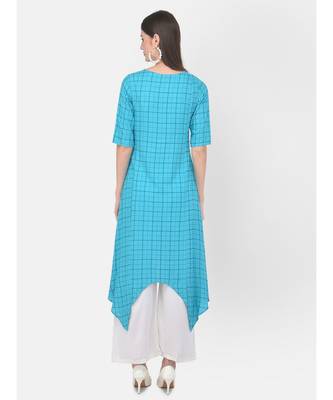 Turquoise Printed A line Kurta 5