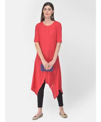 Peach Solid A line Kurta 1