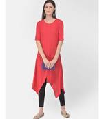 Peach Solid A line Kurta