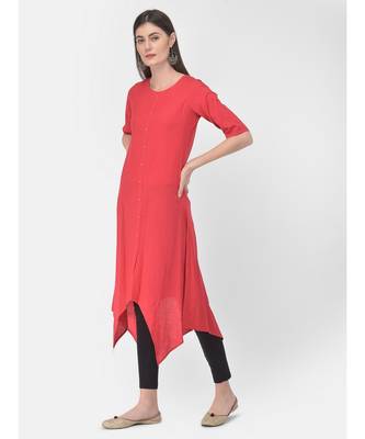 Peach Solid A line Kurta 3
