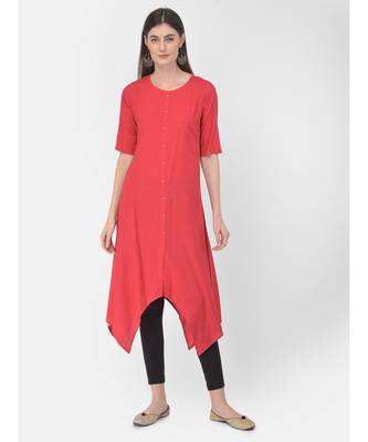 Peach Solid A line Kurta 4