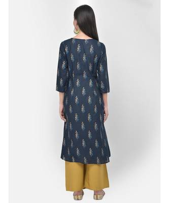 Oxford Blue Printed A line Kurta 5