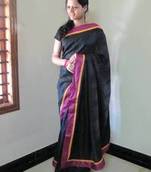 Scintilating Black Tussar Silk Designer Saree