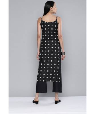 Women Black Ruby Silk Khari Print Kurta Set 2
