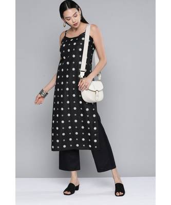 Women Black Ruby Silk Khari Print Kurta Set 3