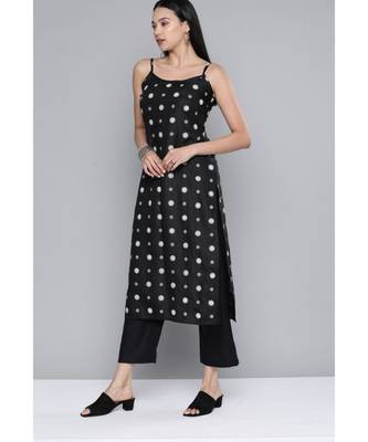 Women Black Ruby Silk Khari Print Kurta Set 4