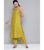 Women Lime Yellow Ruby Silk Khari Print Kurta Set