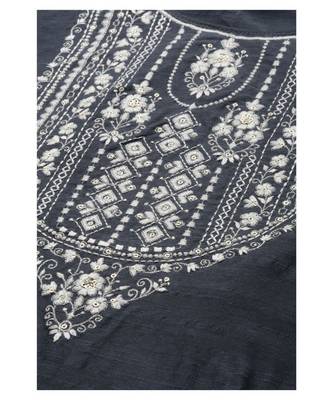 Women Grey South Cotton Sequinned Yoke Design Straight Kurta With Trousers & Dupatta 5