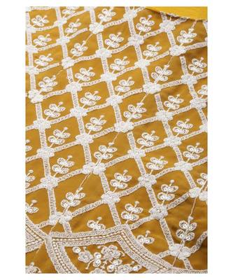 Women Mustard Yellow Georgatte Sequinned Kurta Set With Dupatta 5