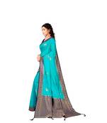 Sky Blue Woven Banarasi Silk Saree Blouce Piece