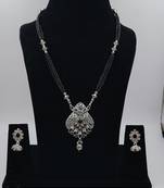 Ethnic Traditional Oxidised Design Long Mangalsutra Necklace with Matching Earring for Women 