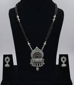 Ethnic Traditional Oxidised Design Long Mangalsutra Necklace with Matching Earring for Women 