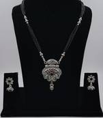 Ethnic Traditional Oxidised Design Long Mangalsutra Necklace with Matching Earring Set for Women 