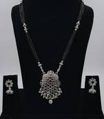 Ethnic Traditional Oxidised Design Long Mangalsutra Necklace with Matching Earring Set for Women 