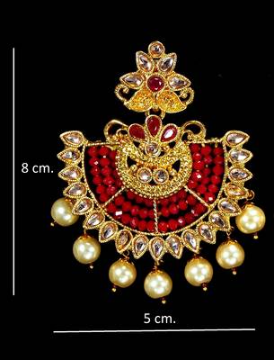 LALSO Elegant Maroon Beads Work Chandbali Earrings 2