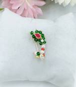 Green Coloured Maharashtrian Traditional Gold Plated Nath for Women and Girls