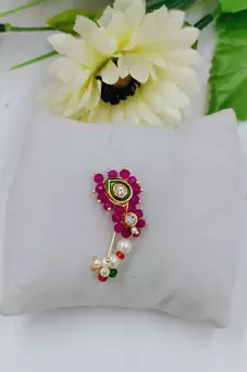 Pink Coloured Maharashtrian Traditional Design Festive Collection Nath for Women and Girls