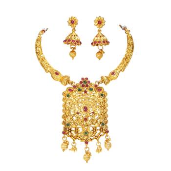 LALSO Shimmering  Multicolor Golden Necklace Set 2