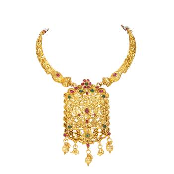 LALSO Shimmering  Multicolor Golden Necklace Set 3
