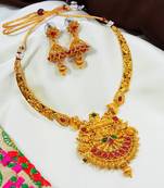 LALSO Shimmering  Multicolor Golden Necklace Set