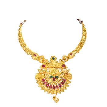 LALSO Shimmering  Multicolor Golden Necklace Set 3