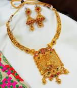 LALSO Shimmering  Multicolor Golden Necklace Set